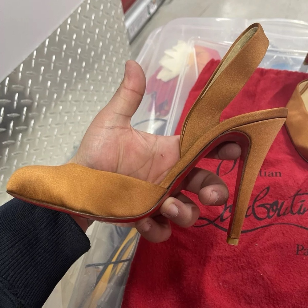 Christian Louboutin Tan Slingback Heels
